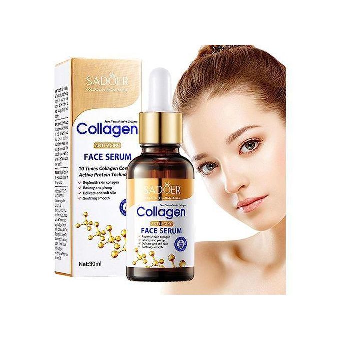 SADOER Collagen Face Serum For Skin Tightening Helps Lift, Plump & Firm Sagging Skin Serums For Skin Care Anti Wrinkle Boost, Frarance Free  Pure Natural Active Collagen Face Serum