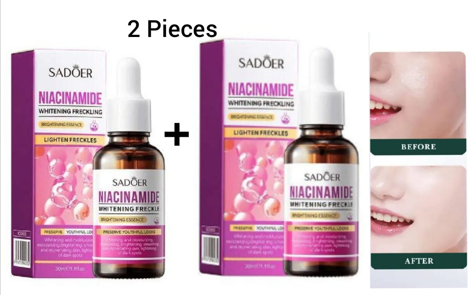 2 Pieces Sadoer Niacinamide Serum for Face, Anti Aging Serum, Hydrating Serum for Moisturize Skin, Oil Control, Pore Reducer, Reduces Skin Dullness and Delay Aging, Niacinamide Face Serum for all Skin