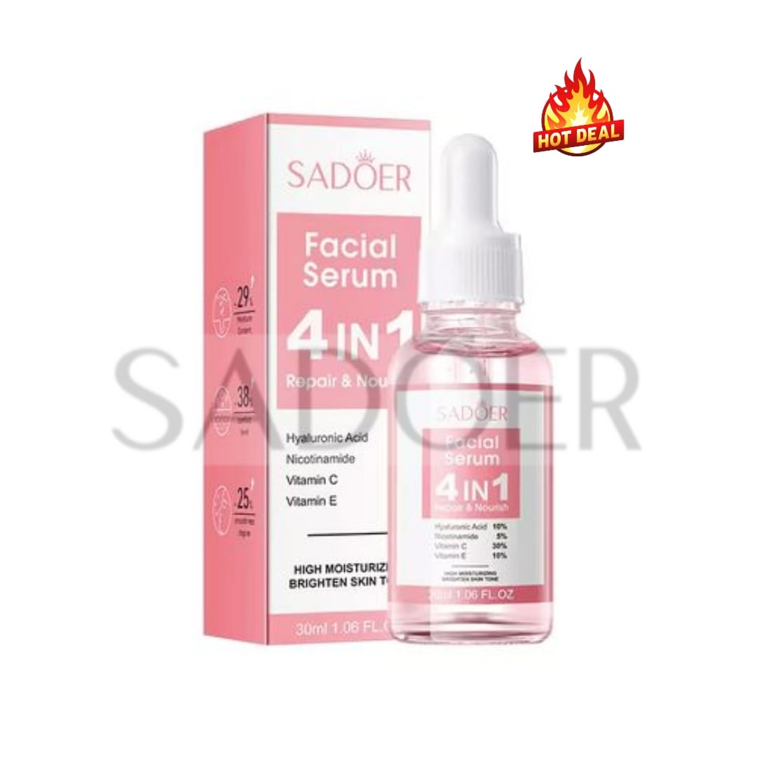 SADOER 4 in 1 Facial Serum  Brightening, Pigment Control & Anti-Aging Serum with Hyaluronic Acid, Niacinamide, Vitamin C & Vitamin  E 
 Perfect Face Serum for All Skin Types
