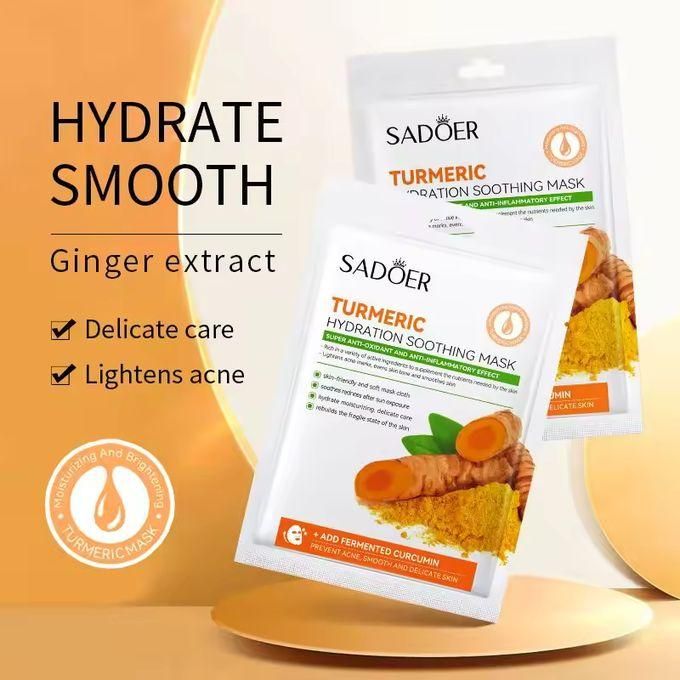 SADOER 8 in 1 Glowing Skin Turmeric Skincare Set ,Include Face Cleanser- Turmeric Oil Serum-Toner-Face Cream- Soap-3*Sheet Mask For Dark Spot Corrector Remover Anti Aging Firming(Set)
