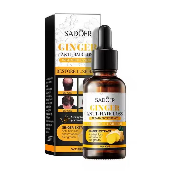 SADOER 3in1 Ginger Hair Essence+ANTI HAIR LOSS+DERNAROLLER Hair Growth Serum MINOX Hair Growth Ginger Extract Beard Growth,Hair Growth, Anti Dandruffs Hair Moisturizing Hair Care Serum, DermaRoller