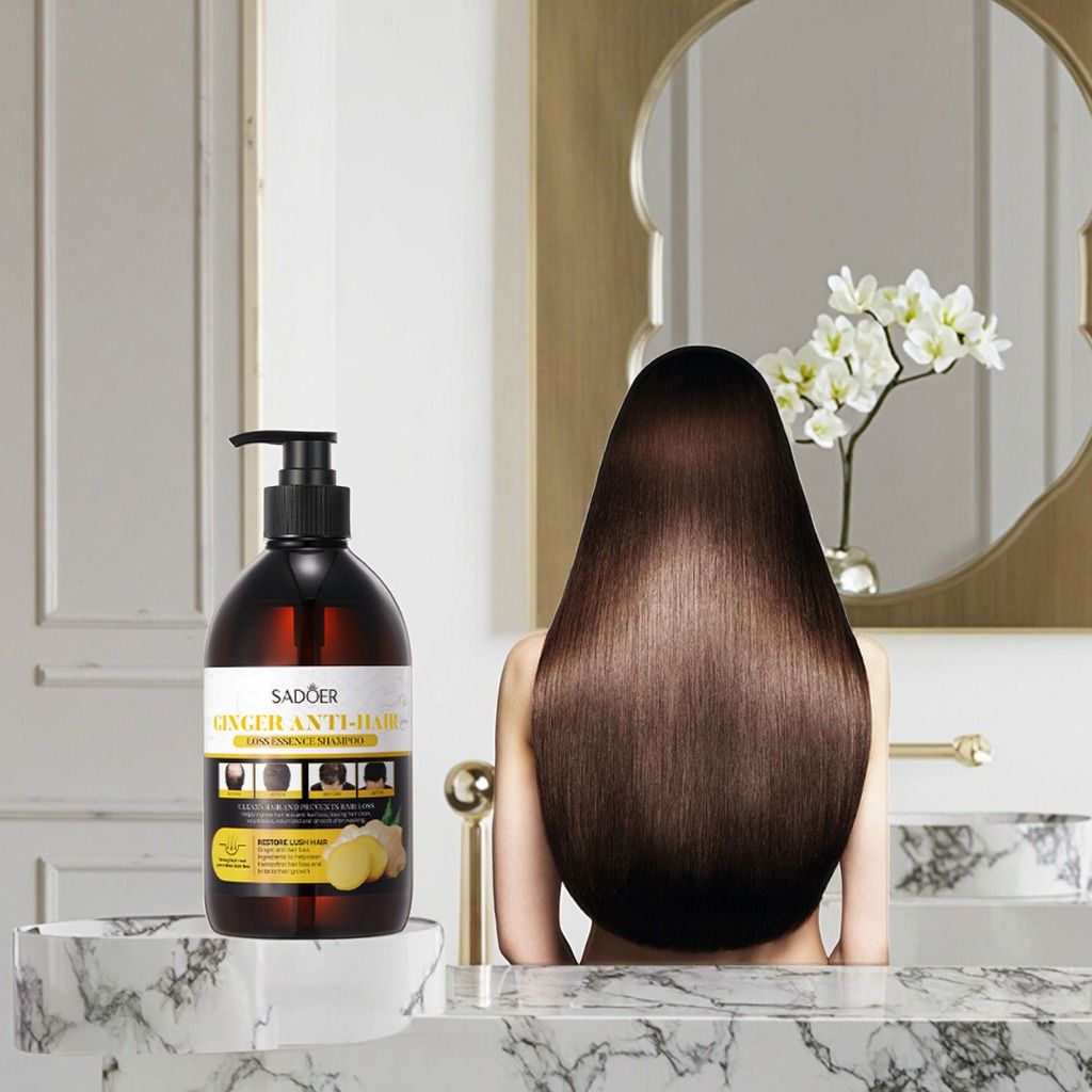 SADOER Anti Hair Loss Treatment Shampoo Essence, Hair Growth Ginger Extract Beard Growth,Hair Growth, Anti Dandruffs Hair Moisturizing Hair Care Shampoo, Derma Roller Compliment In Anti Hair Loss