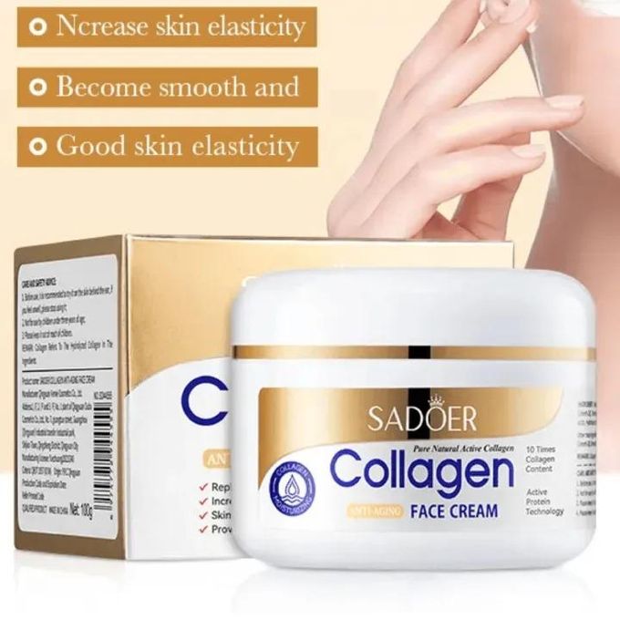 SADOER 5 Pieces, Collagen Soap + Collagen Face Serum + 2 Pieces Face Mask Moisturizing Face Mask +Anti Aging Collagen Cream Premium Skin Cream - Anti Aging Face and Body Moisturizer, Intense Skin Hydr