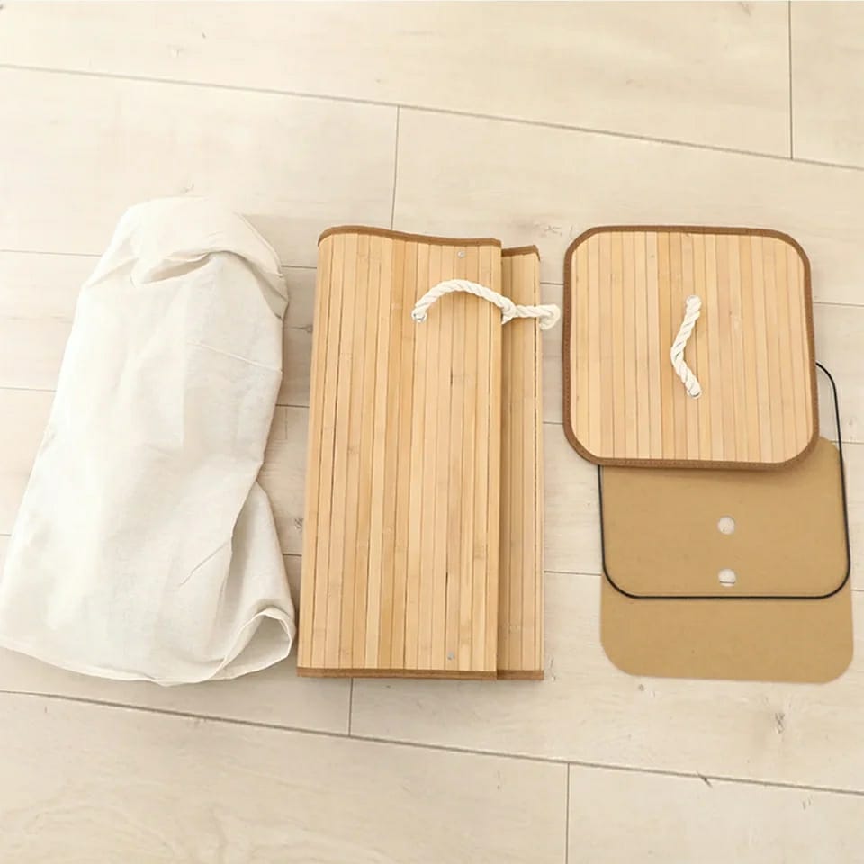 Original 100l Bamboo Foldable Large Capacity Wooden Laundry Basket/ Organizer with Flip Lid