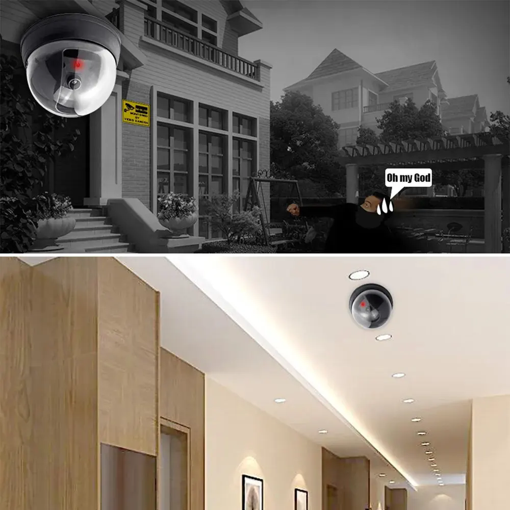 Creative Black Plastic Dome CCTV Dummy Camera Flashing Led Fake Camera Surveillance Security System
