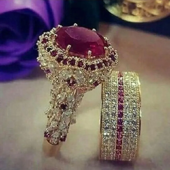 2 pcs/set Temperament Crystal Cubic Zirconia Rings Set for Women Party Wedding Engagement Jewelry Accessories