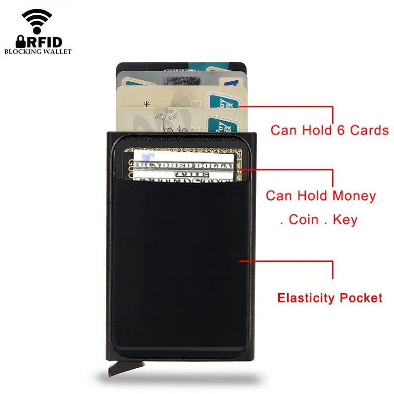 Custom Card Holder Men Wallets Rfid Black Carbon Fiber Leather Minimalist Wallet Gifts For Men Personalized Carteira Masculina