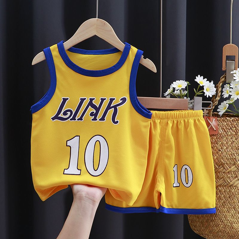 Boys Sports Basketball Clothes Suit Summer Children's Fashion Leisure Vest Shorts Cartoon Short Kids Tees Loose Casual Tshirt