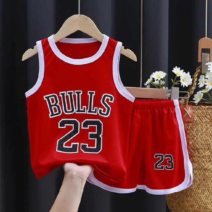 Boys Sports Basketball Clothes Suit Summer Children's Fashion Leisure Vest Shorts Cartoon Short Kids Tees Loose Casual Tshirt
