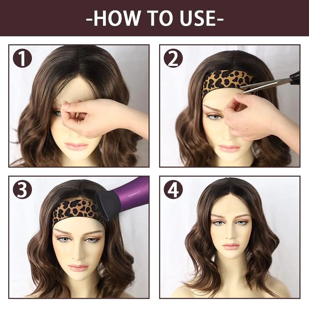 1PC elastic fixing band, wig edge, velcro adjustment, anti slip headband, elastic and tight hair width 3cm, length 58cm