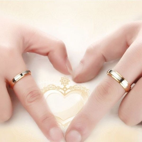 New Fashion Simple Design Titanium Steel Mens Rings Lover Couple Rings Alliance Gold Wedding Band Rings Set for Women Men