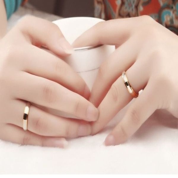 New Fashion Simple Design Titanium Steel Mens Rings Lover Couple Rings Alliance Gold Wedding Band Rings Set for Women Men