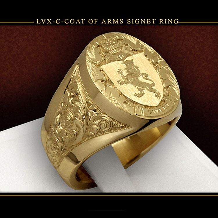 Crown Lion Carving 18k Gold Filled Royal Ring for Men Finger Bands Cool Masculine Trendy Jewelry Accessories Sizes 6-13