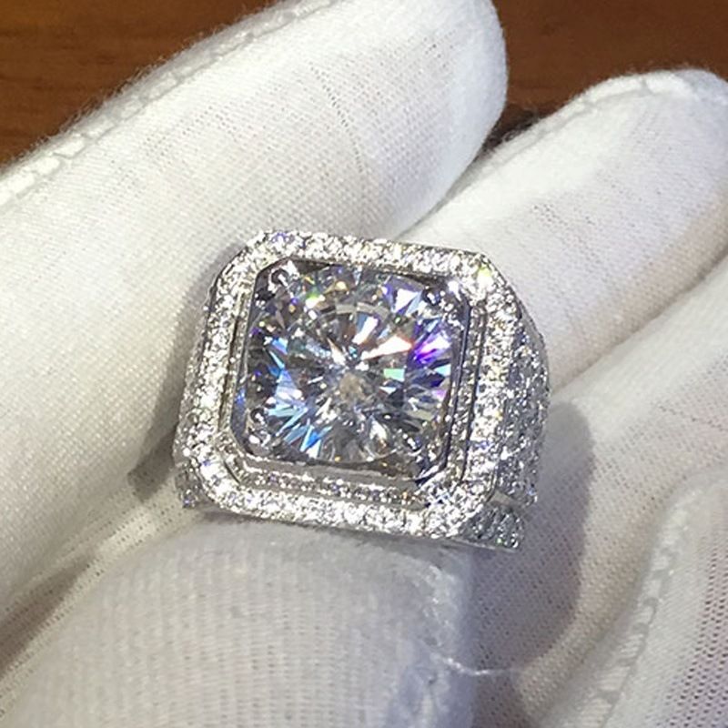 Sale 6-13 White Golden Iced Out HipHop Engagement Rings CZ Pinky Men Women Full Crystal Ring