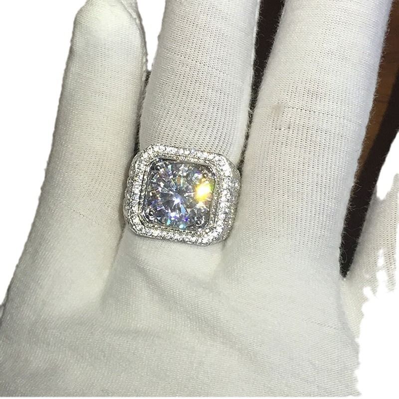 Sale 6-13 White Golden Iced Out HipHop Engagement Rings CZ Pinky Men Women Full Crystal Ring