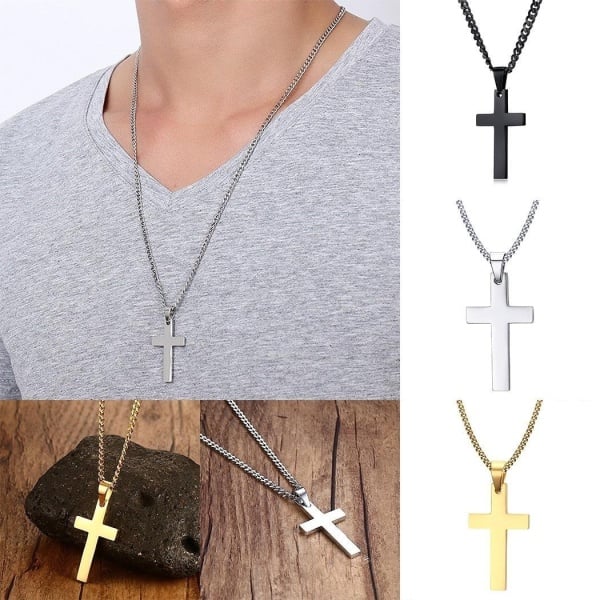 New brandy Stainless Steel Cross Pendant Chain Necklace for Men Women Jewelry Gift