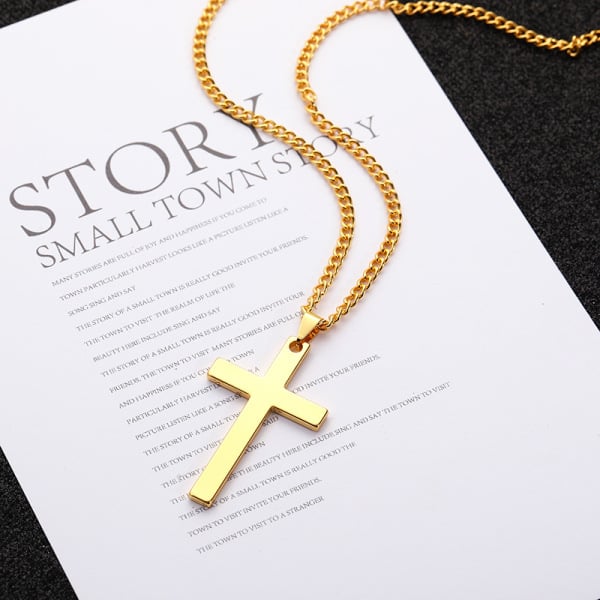 New brandy Stainless Steel Cross Pendant Chain Necklace for Men Women Jewelry Gift