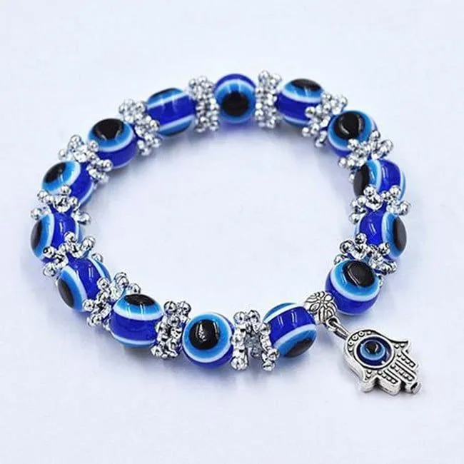 New Retro Blue Evil Eye Bracelet Women'S Prayer Amulet Hand Of Fatima Bracelet Men'S And Women'S Jewelry Gift