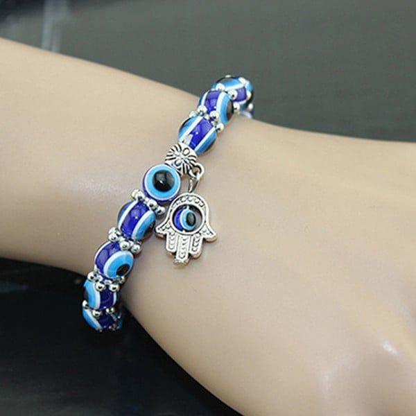 New Retro Blue Evil Eye Bracelet Women'S Prayer Amulet Hand Of Fatima Bracelet Men'S And Women'S Jewelry Gift