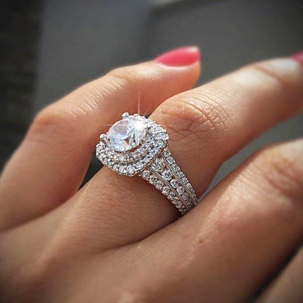 New Trendy Luxury Women Wedding Rings Silver Color Eternity Engagement Proposal Rings For Lover Anniversary Gift Fashion Jewelry