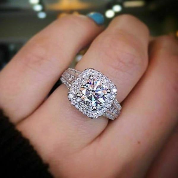 New Trendy Luxury Women Wedding Rings Silver Color Eternity Engagement Proposal Rings For Lover Anniversary Gift Fashion Jewelry