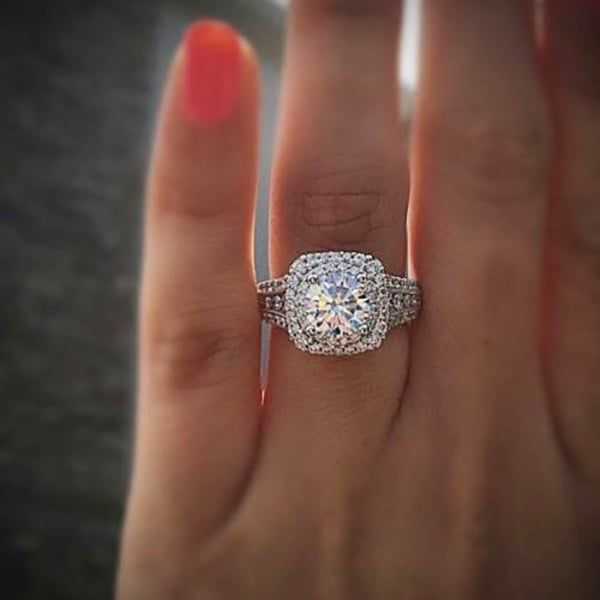 New Trendy Luxury Women Wedding Rings Silver Color Eternity Engagement Proposal Rings For Lover Anniversary Gift Fashion Jewelry