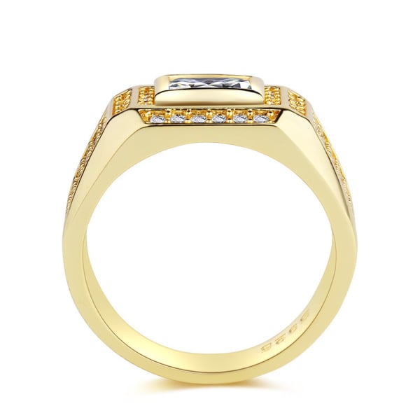 18K Gold Plated Rings for Men Wedding Engagement AAA Cubic Zirconia Men's Ring