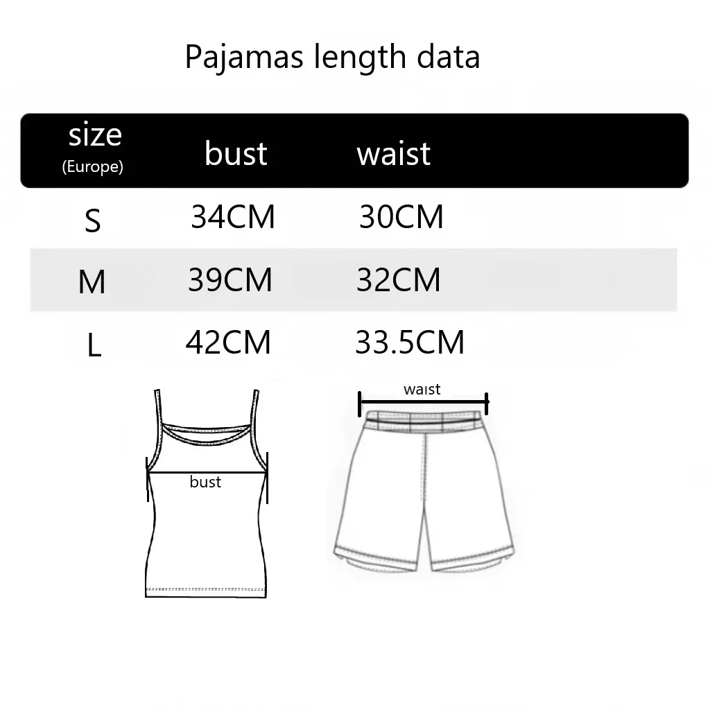Women's Pajamas Set Sleepwear 2 PCS Short Tank Tops And Shorts S M L White Ventilate Soft Casual Love Printing