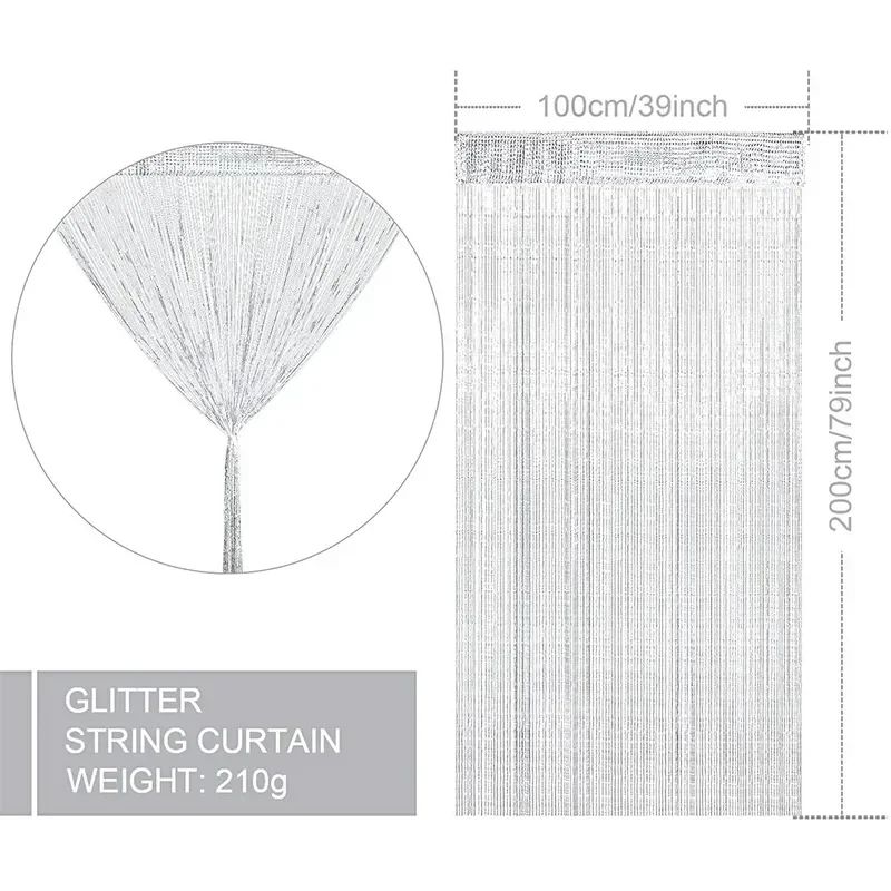 2M*1M String Curtain Panels Door Fly Screen Hanging Beaded Curtains Room Divider Net