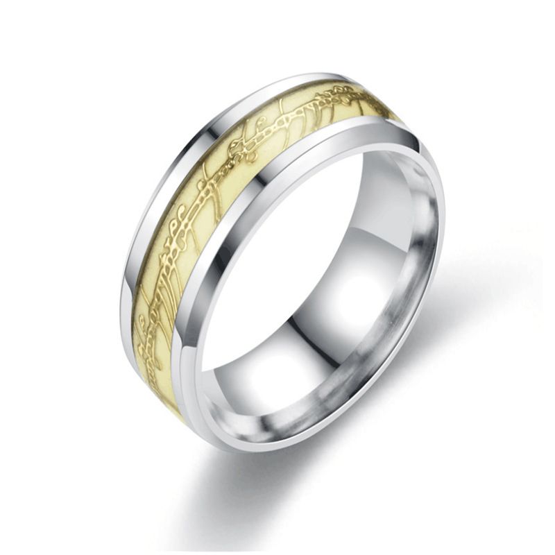 Stainless Steel Luminous Finger Rings For Couples Glow In Dark Valentine'S Day Gift Love Band Ring Jewelry