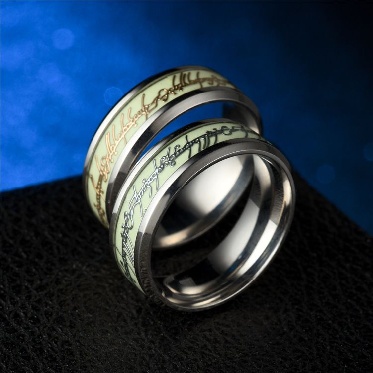 Stainless Steel Luminous Finger Rings For Couples Glow In Dark Valentine'S Day Gift Love Band Ring Jewelry
