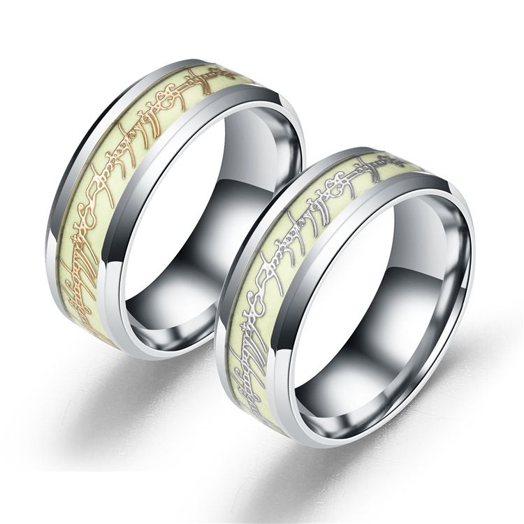 Stainless Steel Luminous Finger Rings For Couples Glow In Dark Valentine'S Day Gift Love Band Ring Jewelry