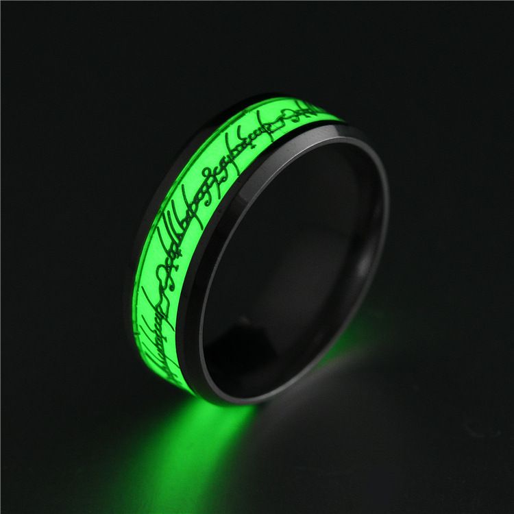 Stainless Steel Luminous Finger Rings For Couples Glow In Dark Valentine'S Day Gift Love Band Ring Jewelry