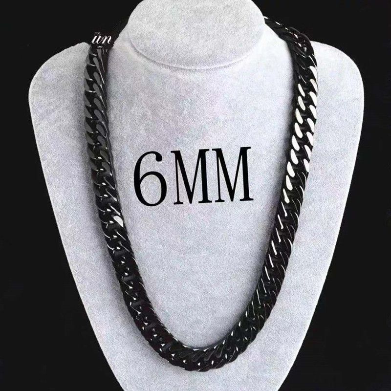 Men Women Curb Cuban Link Chain Chokers Vintage Black Solid Metal Necklace Jewelry Accessories