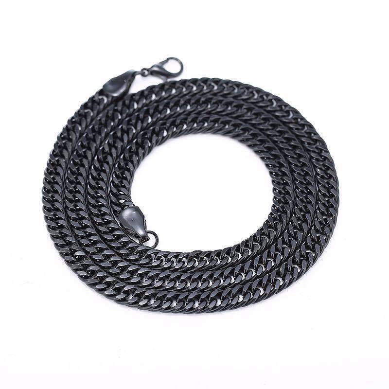 Men Women Curb Cuban Link Chain Chokers Vintage Black Solid Metal Necklace Jewelry Accessories