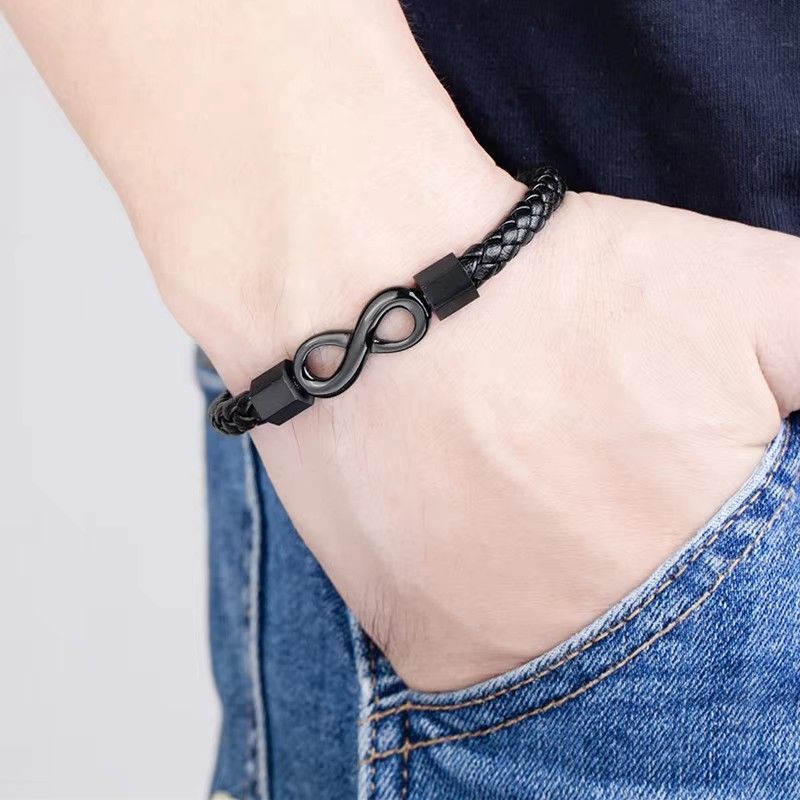 Classic Infinity Symbol Wrap Bracelets For Men Women Vintage Simple Leather Weave Charm Bangle Couple Lover Trendy Jewelry Gifts