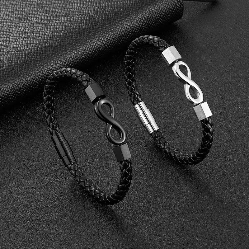 Classic Infinity Symbol Wrap Bracelets For Men Women Vintage Simple Leather Weave Charm Bangle Couple Lover Trendy Jewelry Gifts