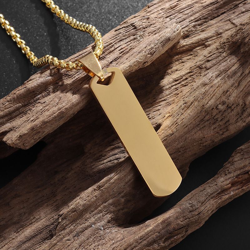Stainless Steel Camo Square Tags Pendant Necklace Street Style Dog Tags Chain Jewelry for Men and Women Diy Fashion Jewelry