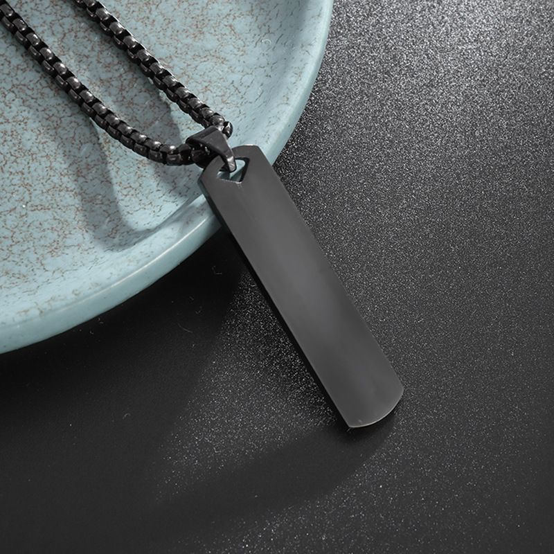 Stainless Steel Camo Square Tags Pendant Necklace Street Style Dog Tags Chain Jewelry for Men and Women Diy Fashion Jewelry