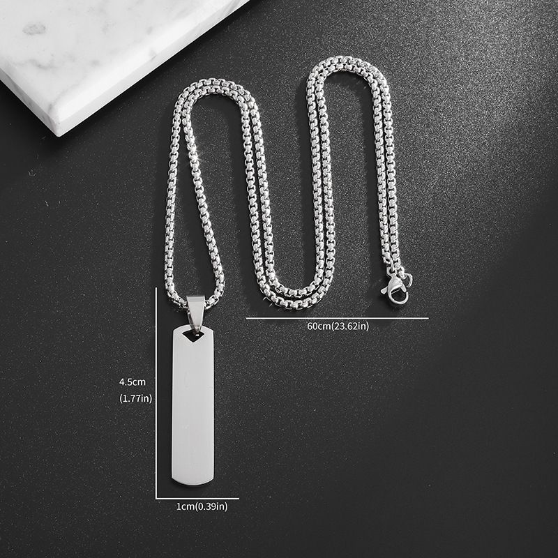 Stainless Steel Camo Square Tags Pendant Necklace Street Style Dog Tags Chain Jewelry for Men and Women Diy Fashion Jewelry
