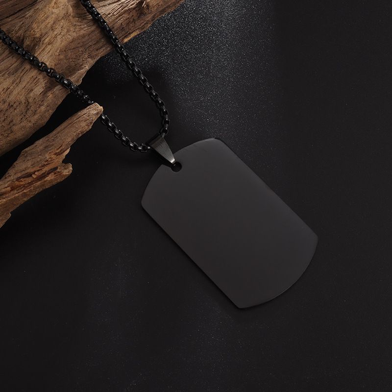 Stainless Steel Camo Square Tags Pendant Necklace Street Style Dog Tags Chain Jewelry for Men and Women Diy Fashion Jewelry