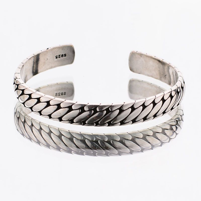 Silver-Plated Twisted Twist Bracelet Fashionable Cuff Bangels for Men Punk Rock Sports Party Trendy Jewelry Gift