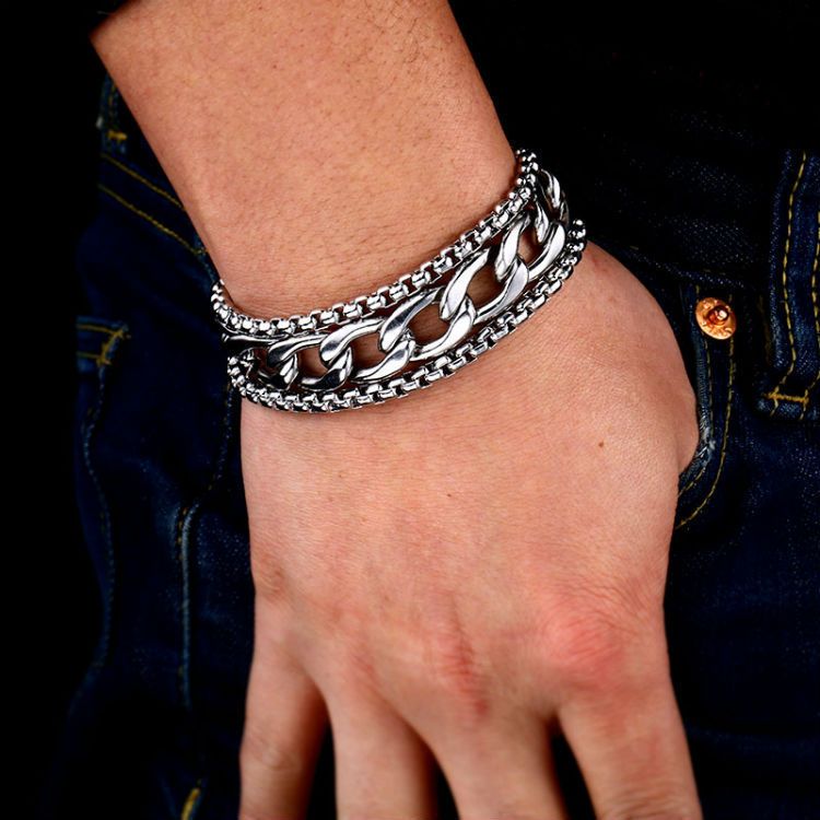 Silver-Plated Twisted Twist Bracelet Fashionable Cuff Bangels for Men Punk Rock Sports Party Trendy Jewelry Gift