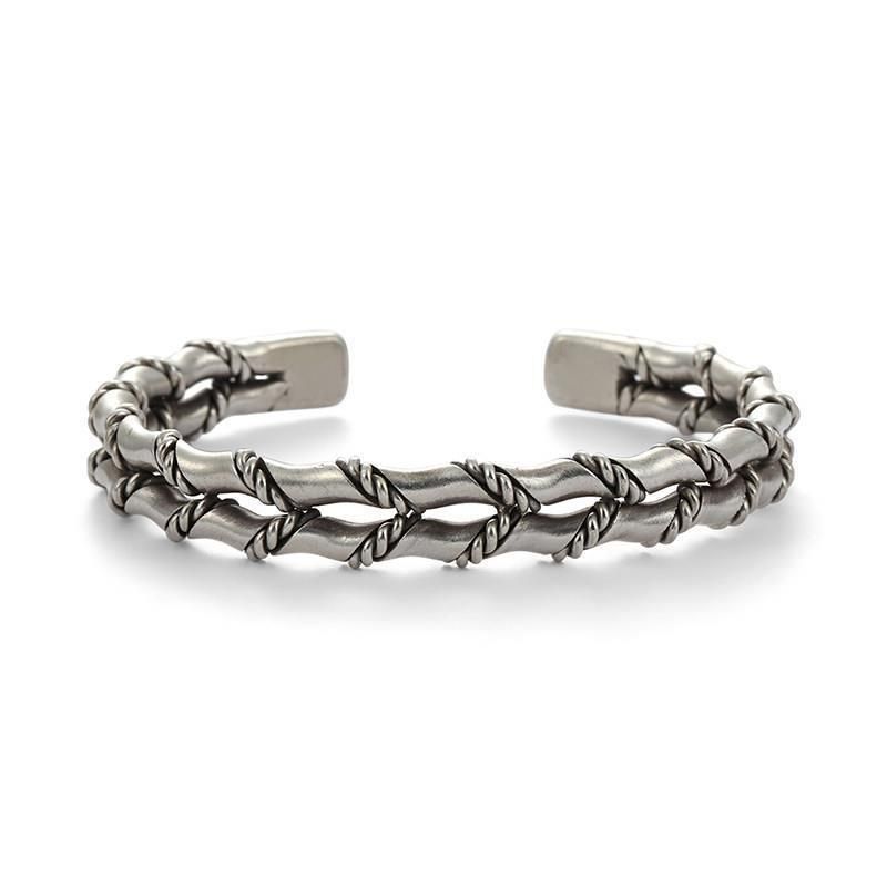 Silver-Plated Twisted Twist Bracelet Fashionable Cuff Bangels for Men Punk Rock Sports Party Trendy Jewelry Gift