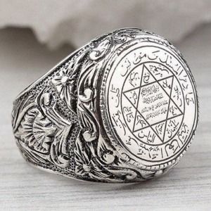 Fashion Ancient Greek Five-pointed Star Astronomical Figure Ring Good Luck Amulet Religious Personality Ring Men's Jewelry