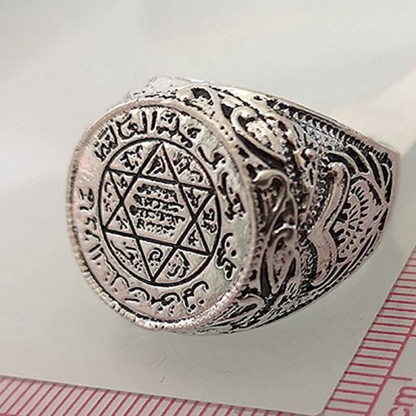 Fashion Ancient Greek Five-pointed Star Astronomical Figure Ring Good Luck Amulet Religious Personality Ring Men's Jewelry