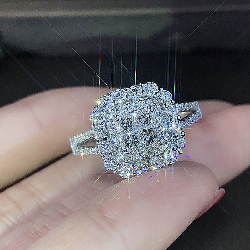 New Trendy Luxury Women Wedding Rings Silver Color Eternity Engagement Proposal Rings For Lover Anniversary Gift Fashion Jewelry