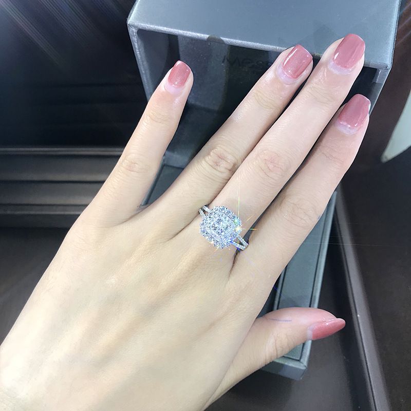 New Trendy Luxury Women Wedding Rings Silver Color Eternity Engagement Proposal Rings For Lover Anniversary Gift Fashion Jewelry