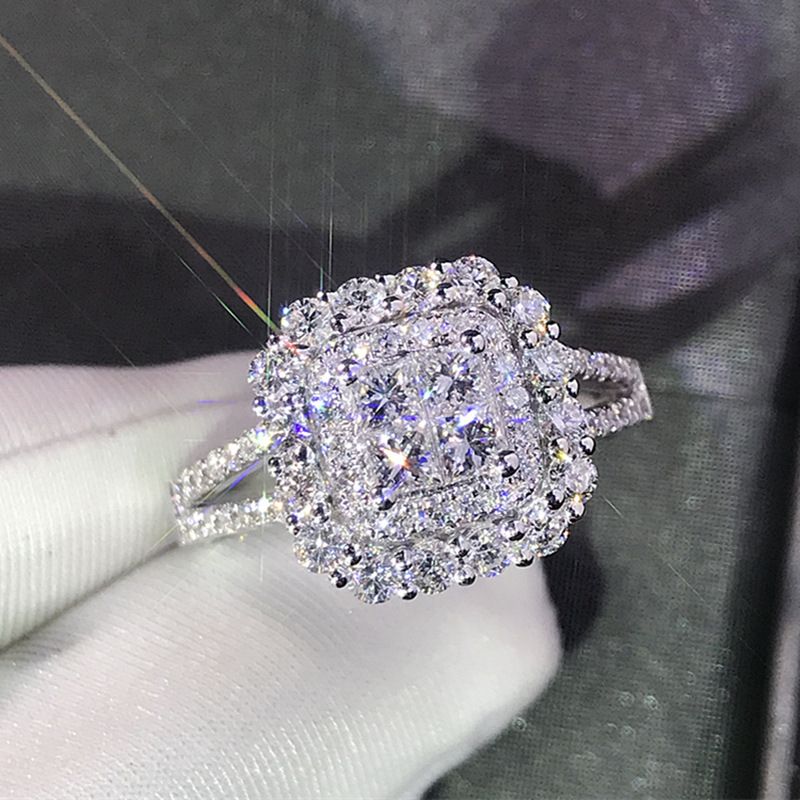 New Trendy Luxury Women Wedding Rings Silver Color Eternity Engagement Proposal Rings For Lover Anniversary Gift Fashion Jewelry