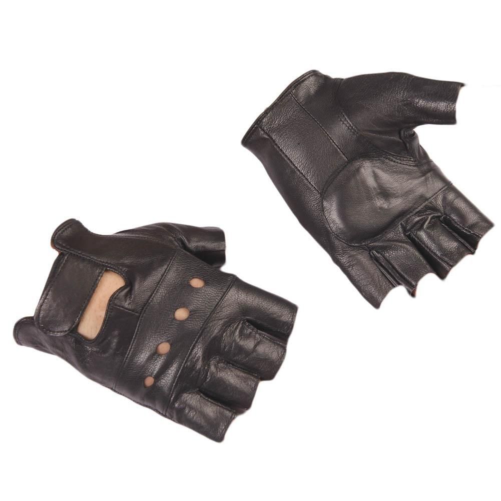 Men Genuine Leather Half Finger Gloves Sport Driving Slip-resistant Luvas Leather Fingerless Gym Fitness Gloves Sports Guantes